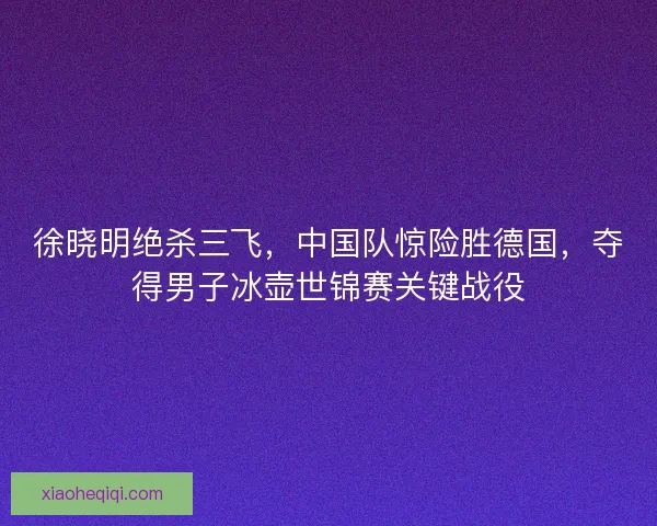 徐晓明绝杀三飞，中国队惊险胜德国，夺得男子冰壶世锦赛关键战役