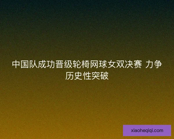中国队成功晋级轮椅网球女双决赛 力争历史性突破